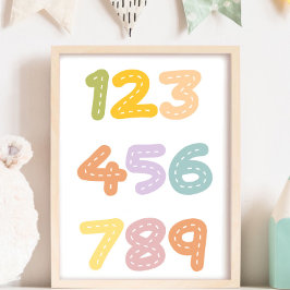 Cute Nursery Numbers färgstarka Poster