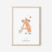 Cute Nursery Personlig Alphabet Brev A