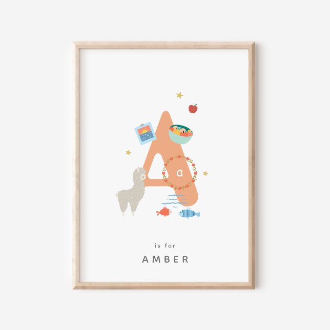Cute Nursery Personlig Alphabet Brev A Poster (Skapare uppladdad)