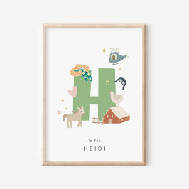 Cute Nursery Personlig Alphabet Brev H Poster