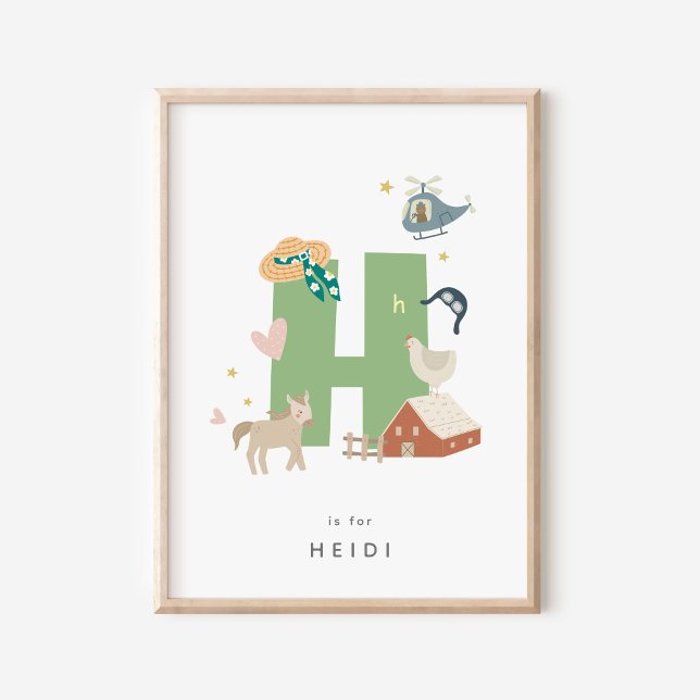 Cute Nursery Personlig Alphabet Brev H Poster (Skapare uppladdad)