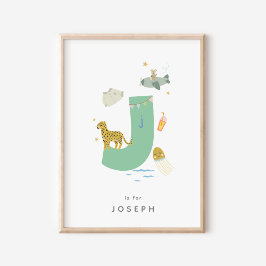 Cute Nursery Personlig Alphabet Brev J Poster