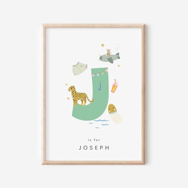 Cute Nursery Personlig Alphabet Brev J Poster (Skapare uppladdad)