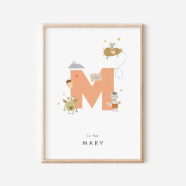 Cute Nursery Personlig Alphabet Brev M Poster