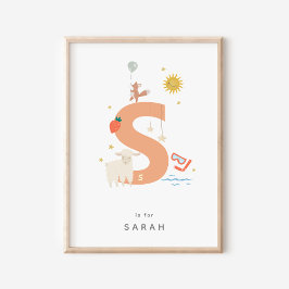 Cute Nursery Personlig Alphabet Brev S Poster