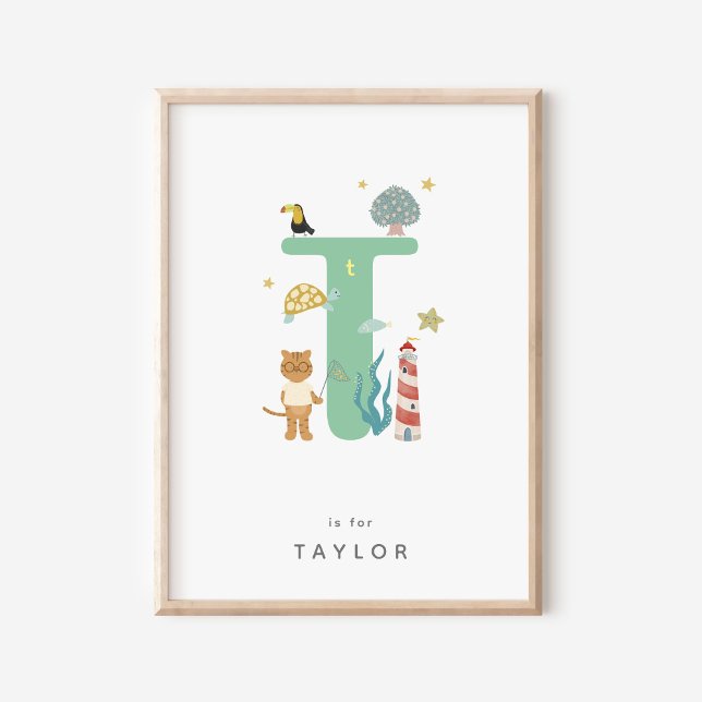 Cute Nursery Personlig Alphabet Brev T Poster (Skapare uppladdad)