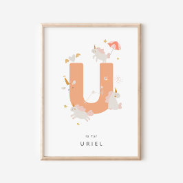 Cute Nursery Personlig Alphabet Brev U Poster