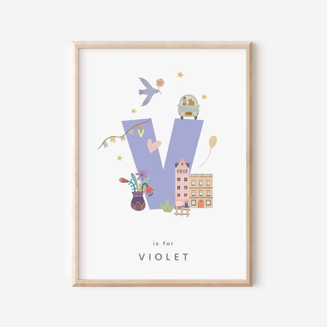 Cute Nursery Personlig Alphabet Brev V Poster (Skapare uppladdad)