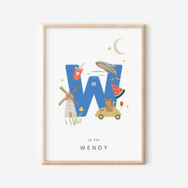 Cute Nursery Personlig Alphabet Brev W Poster
