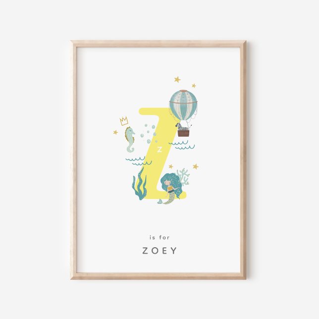 Cute Nursery Personlig Alphabet Brev Z Poster (Skapare uppladdad)