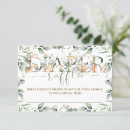 Cute Nursery Rhyme Greenery Diaper Raffle Card Inbjudningar