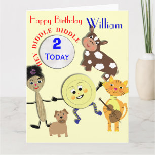 Cute Nursery Rhyme Kids Age och Namn Birthday Kort