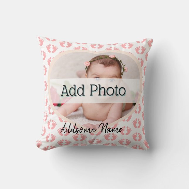 Cute Nursery Rosa Heart Baby Foto rosa Foto Kudde (Framsida)