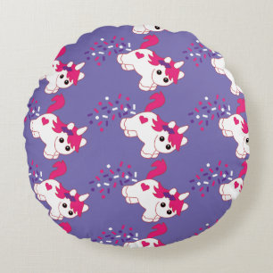 Cute Nursery Unicorn Decor Cushion Rund Kudde