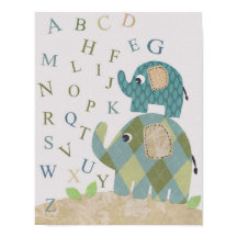 Cute Nursery wall art elephant alphabs