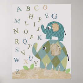 Cute Nursery wall art elephant alphabs Poster