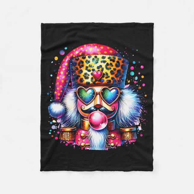 Cute Nutcracker Blowing Bubble Gum Nk Christmas Pa Fleecefilt (Framsidan)