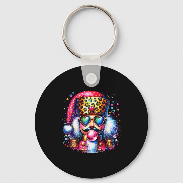 Cute Nutcracker Blowing Bubble Gum Nk Christmas Pa Nyckelring (Framsida)