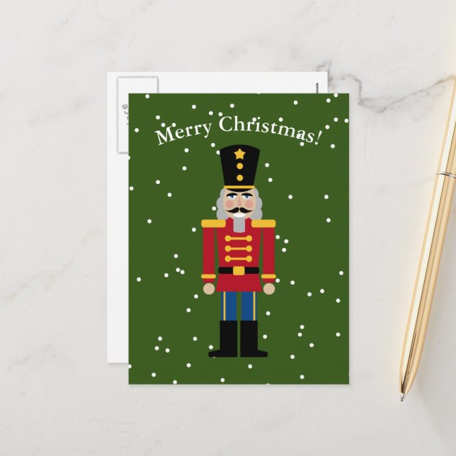 Cute nutcracker illustration julkort helg vykort (Fram/Back In Situ)