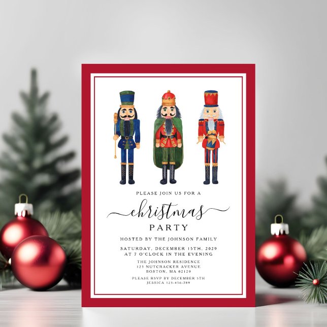 Cute Nutcracker-jul Party Inbjudningar (Cute Nutcracker Christmas Party Invitation)