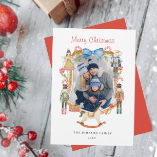 Cute Nutcracker-julfoto ram Julkort