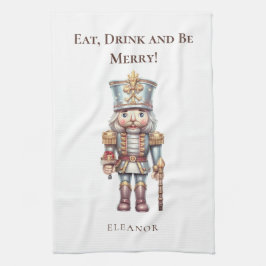 Cute Nutcracker Namn Eat Drink ska vara Merry Helg Kökshandduk
