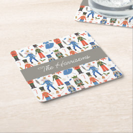 Cute Nutcracker, Personlig jul Underlägg Papper Kvadrat