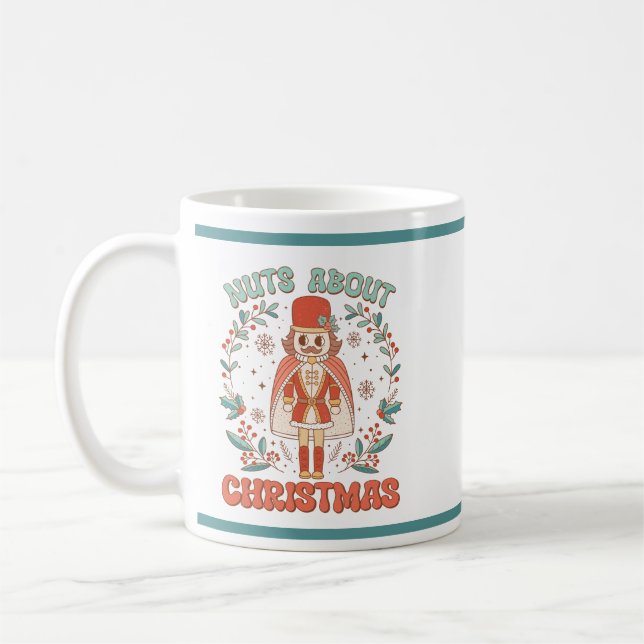 Cute Nutcracker Snowflake Löv God jul Kaffemugg (Vänster)