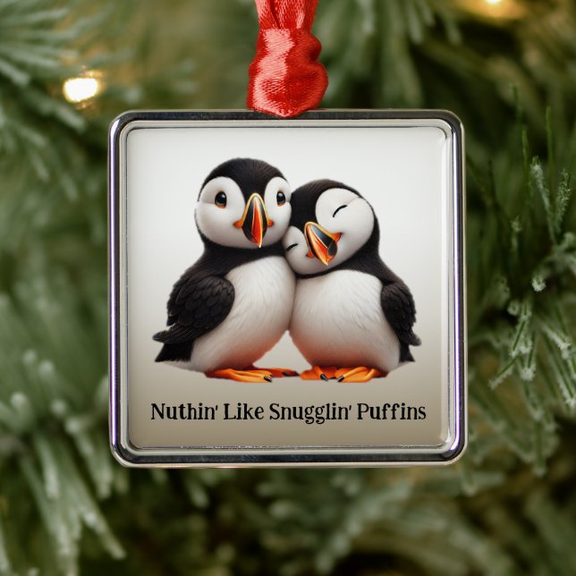 Cute Nuthin som Snugglin'Puffins Julgransprydnad Metall (Träd)