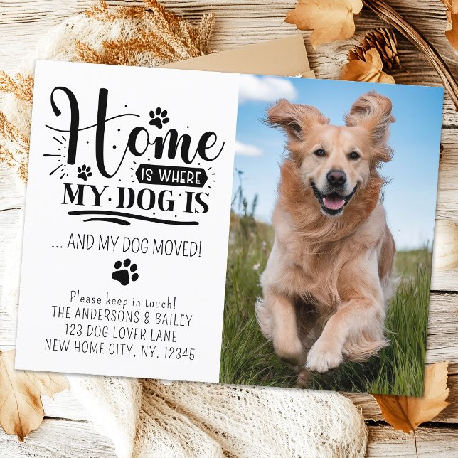 Cute Ny adress Vi har flyttat Pet Photo Hund Flytt Vykort (Skapare uppladdad)
