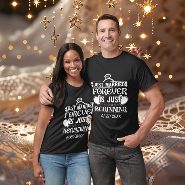 Cute ny gifta ord art lägg till datum bröllop t shirt (Skapare uppladdad)