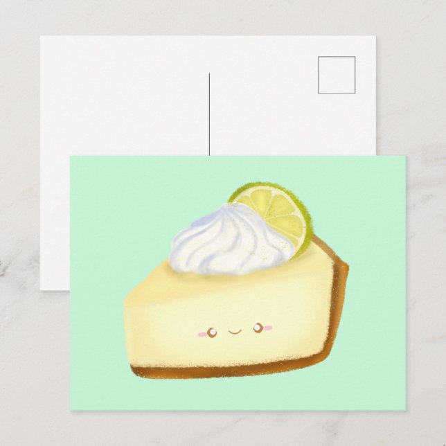 Cute Nyckel Lime Paj Vykort (Fram/baksida)
