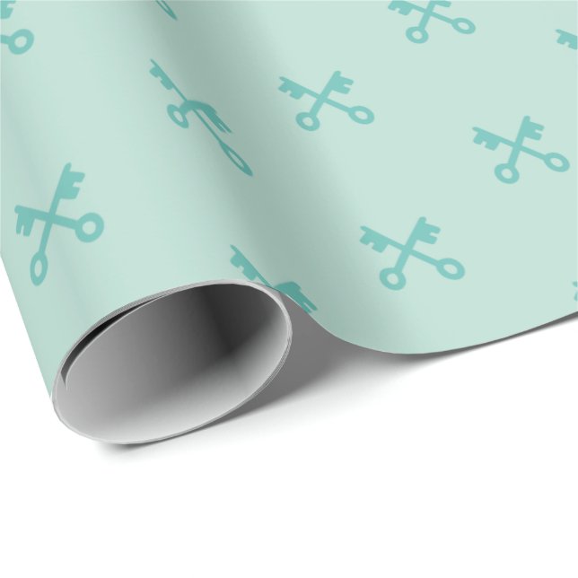 Cute Nycklar på mynta Presentpapper (Rullad Hörn)