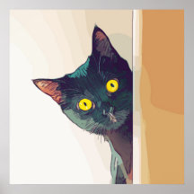 Cute Nyfiken Cat digitalt illustrerat designat