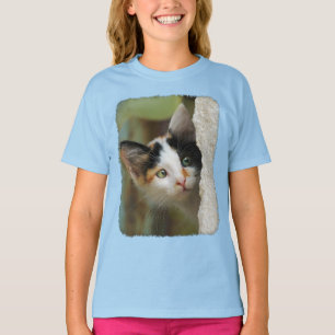 Cute Nyfiken Cat Kitten Prying Öga Photo - Raglan Tee Shirt