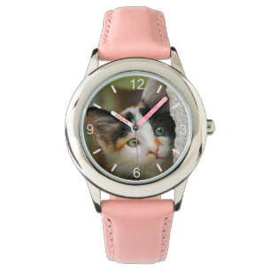 Cute Nyfiken Cat Kitten Prying Öga ... uppringnin Armbandsur