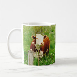 Cute Nyfiken Cow Brown-Grönt 4 Mal Kaffemugg