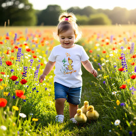Cute & Nyfiken Duckling Teckning T Shirt