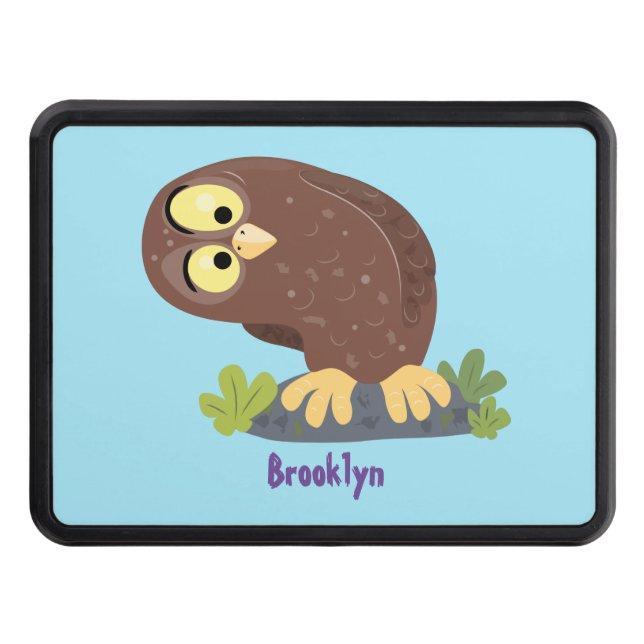 Cute nyfiken, lustigt brunt uggla-tecknad illustra dragkroksskydd (Framsidan)