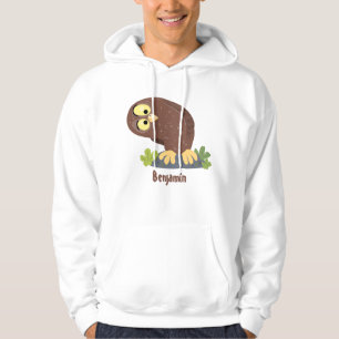 Cute nyfiken, lustigt brunt uggla-tecknad illustra hoodie