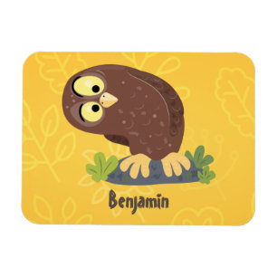 Cute nyfiken, lustigt brunt uggla-tecknad illustra magnet
