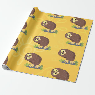 Cute nyfiken, lustigt brunt uggla-tecknad illustra presentpapper