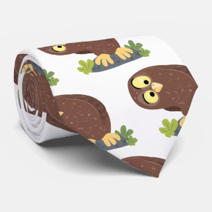 Cute nyfiken, lustigt brunt uggla-tecknad illustra slips