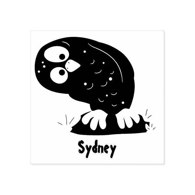 Cute nyfiken, lustigt brunt uggla-tecknad illustra stämpel (Tryck)