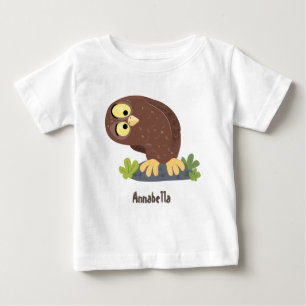 Cute nyfiken, lustigt brunt uggla-tecknad illustra t shirt