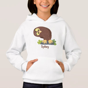 Cute nyfiken, lustigt brunt uggla-tecknad illustra t shirt