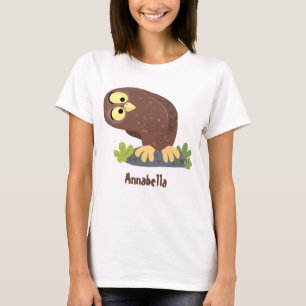 Cute nyfiken, lustigt brunt uggla-tecknad illustra t shirt