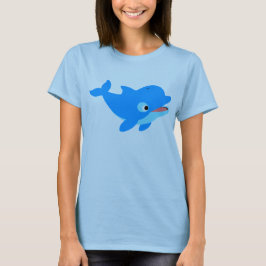 Cute Nyfiken Tecknad Dolphin Women T-Shirt