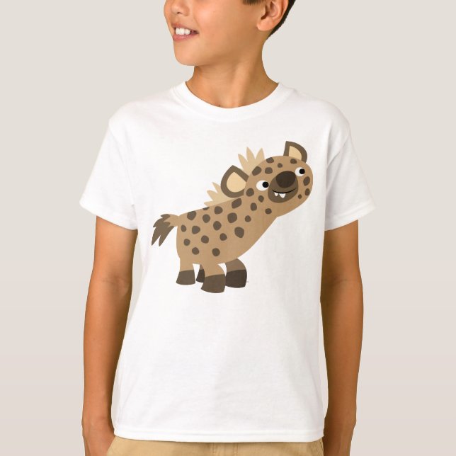 Cute Nyfiken Tecknad Hyena Children T-Shirt (Framsida)