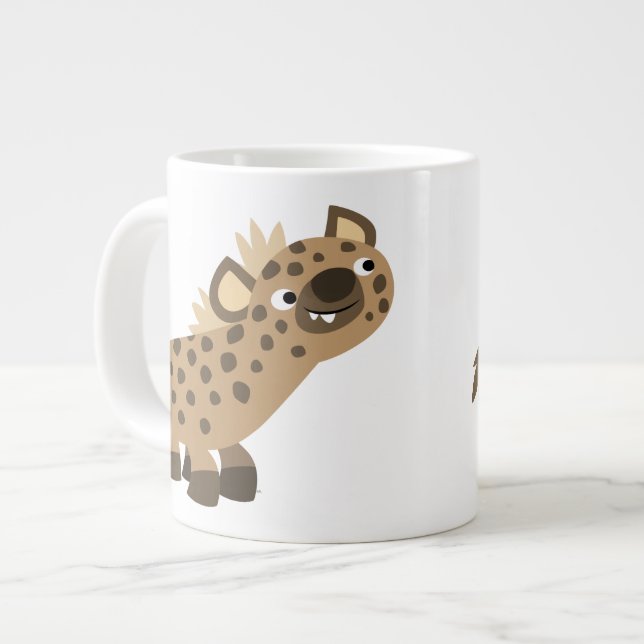 Cute Nyfiken Tecknad Hyena Jumbo Mugg (Framsida vänster)